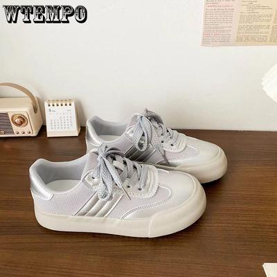 Женские туфли на толстой подошве в гонконгском стиле, осенние студенческие дышащие туфли для скейтбординга в стиле ретро, универсальные белые туфли