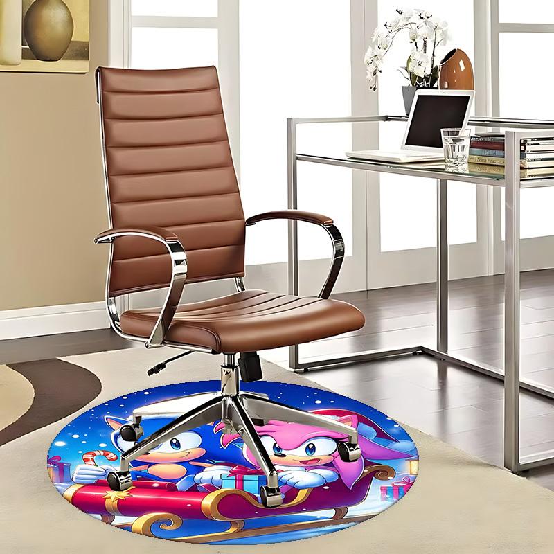 1pc Sonic & Amy Christmas Edition Round Carpet, Holiday Gift, NonSlip Rug for Office Chair Mat, Suitable for Home Decor, Living Room