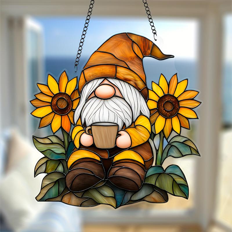1PcDwarf Sunflower Decorative Pendant Hanging Decoration Hanging Pendant Wind Chime Suncatcher Home Window Ornament Garden Decor