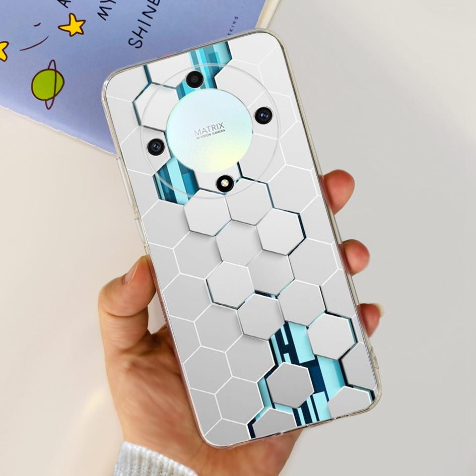 Чехол для Honor X9b 5G ALI-NX1 Популярный Цветок Мягкий Прозрачный Силиконовый TPU Чехол для Honor X9a RMO-NX1 HonorX9 ANY-NX1 Ударопрочный Funda