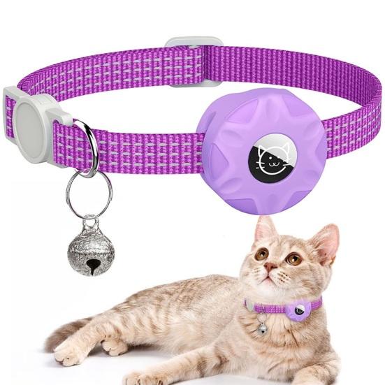Ошейник-трекер для кошек со светоотражающими полосками, водонепроницаемый регулируемый ошейник для безопасности домашних животных, чехол для обнаружения кошек