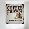 Винтажная металлическая табличка Coffee & Friends с иллюстрацией кофейной чашки - Старомодный декор стены с ржавыми краями для кафе, дома, мужской пещеры
