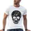 White Leaves In Darkest Skies Abstract Skull T-Shirt Casual Summer T-Shirt