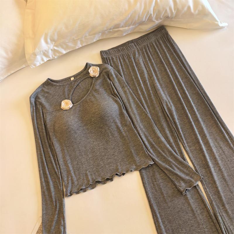 Высококачественный корейский женский комплект для дома из модального хлопка на весну и осень с дизайном розы и нагрудником