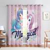 Window Curtains Unicorn Animation Cartoon Print Pattern Children's Room Living Room Kitchen Curtain Home Decoration 2 Pieces