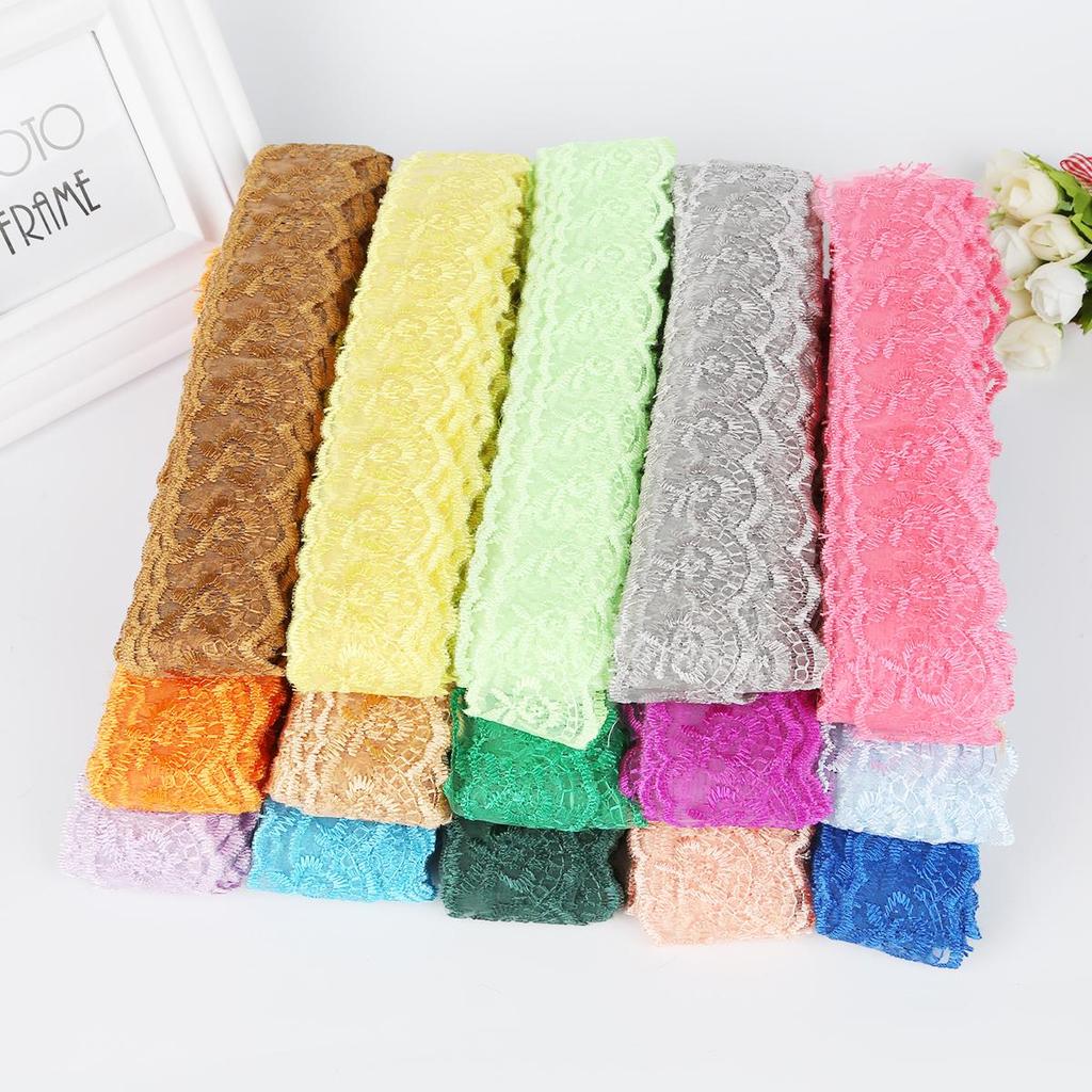10yards/lot Multi-Color Lace Trim Fabric 40MM Embroidered Net Lace Trim For Sewing Decoration DIY Embroidered Lace Ribbon