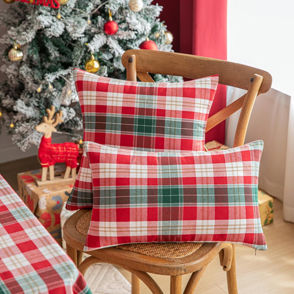 Новая Рождественская наволочка Американская Праздничная Вечеринка Наволочка Подушка Золотой Шелк Рождественская Клетчатая Наволочка Наволочка