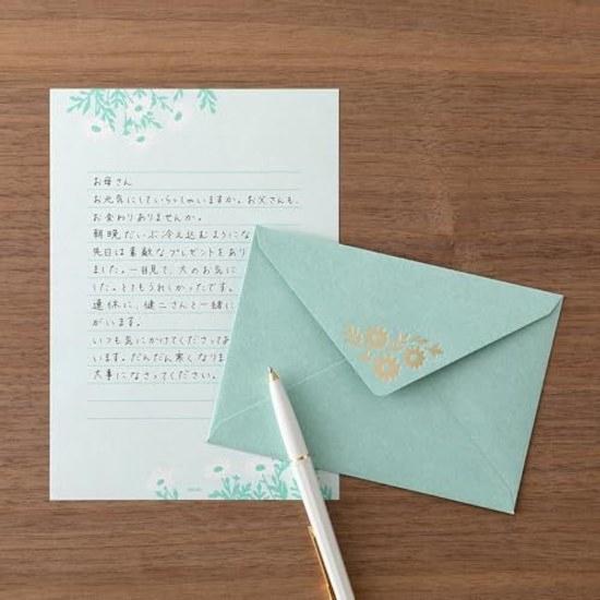 Midori Letter Set Foil-Stamped Envelope Margaret Pattern