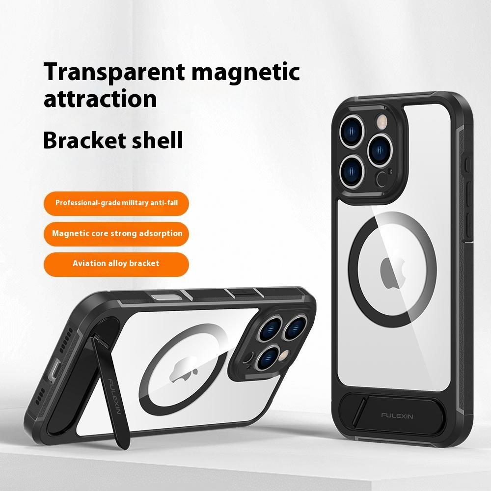 For iPhone 16 Pro Max Magnetic Case TPU + PC Kickstand Phone Back Cover