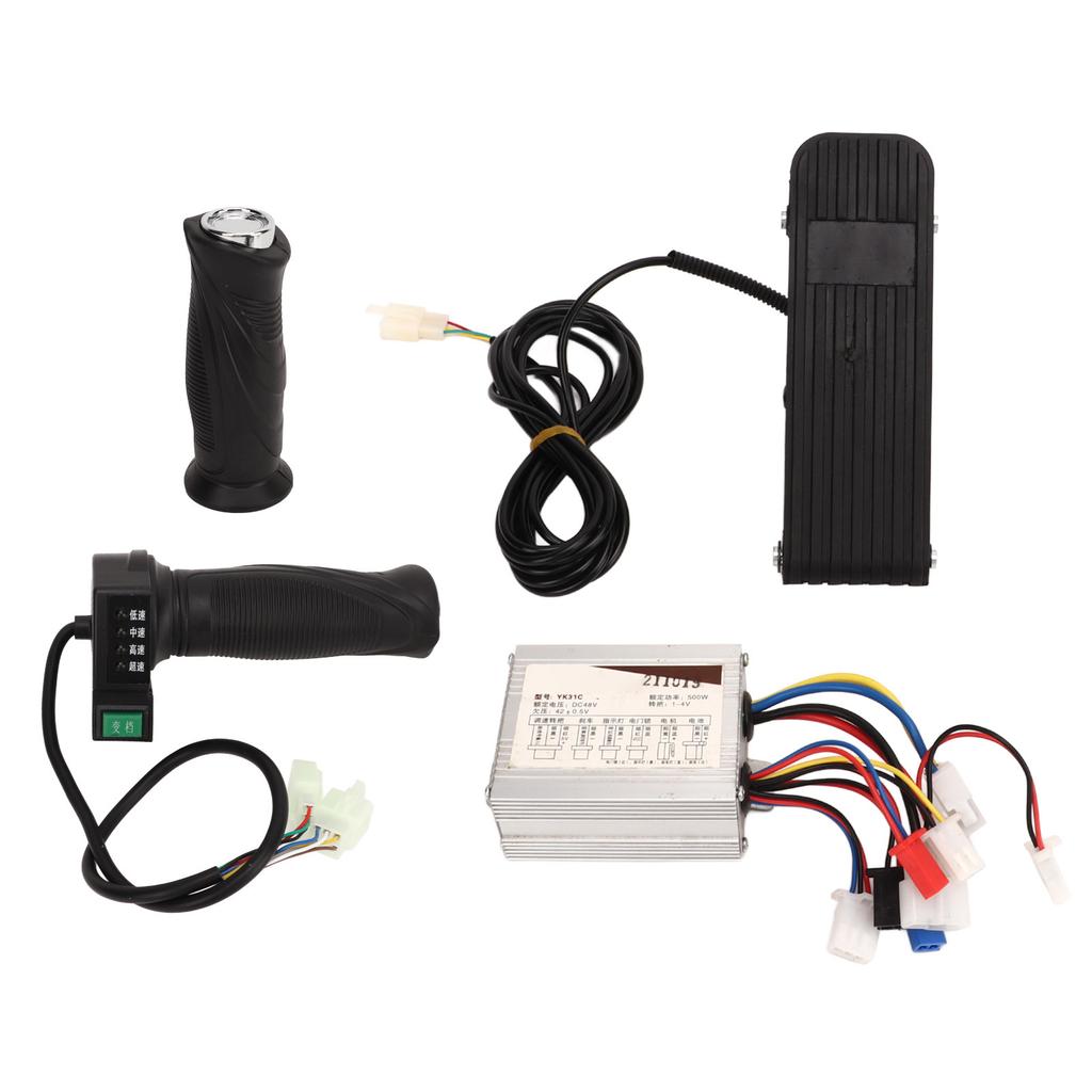 48V 500W Electric Bicycle Brushed Controller Electric Bike Conversion Kit with 4 Speed Throttle Grip Throttle Pedal