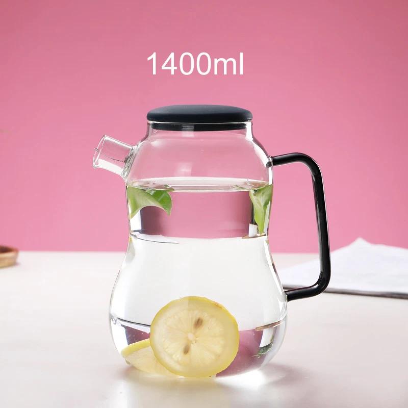 1,4 л термостойкий стеклянный чайник для заваривания чая в виде цветка, большой синий стеклянный контейнер для фруктового сока, керамический чайник
