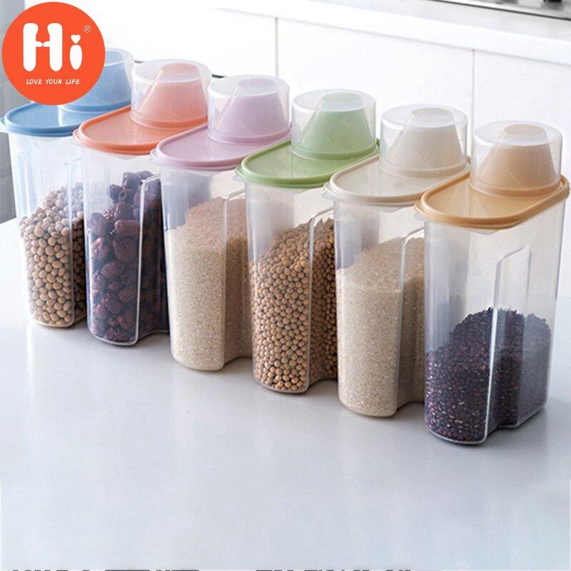 Hi 4pcs Food Sealed Jar With Lid Household Kitchen Storage Cans For Dried Fruit Snacks 1.9/2.5L