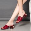 Women's Outer Wear Summer Mid-heel Thick Heel Women's Shoes Soft Leather Sandals and Slippers Fashion Open Toe Women's Slippers