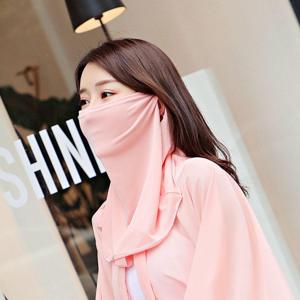 Men Solid Color Sun UV Protection Hiking For Women Ice Silk Mask Neck Scarf Face Cover Face Scarves