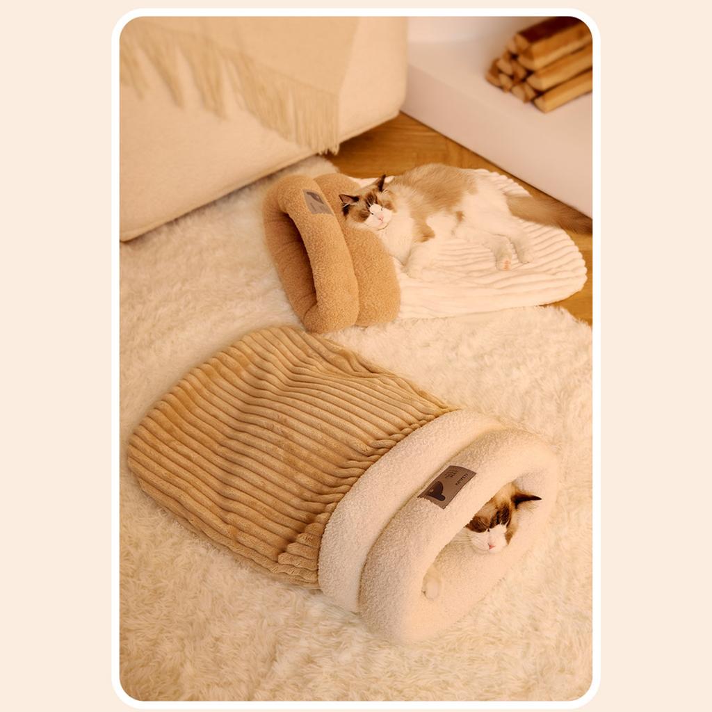 Зимняя кровать для котят, толстый флис, мягкий, удобный сон для маленьких домашних кроликов, зимняя кровать для сна в помещении, карманное гнездо