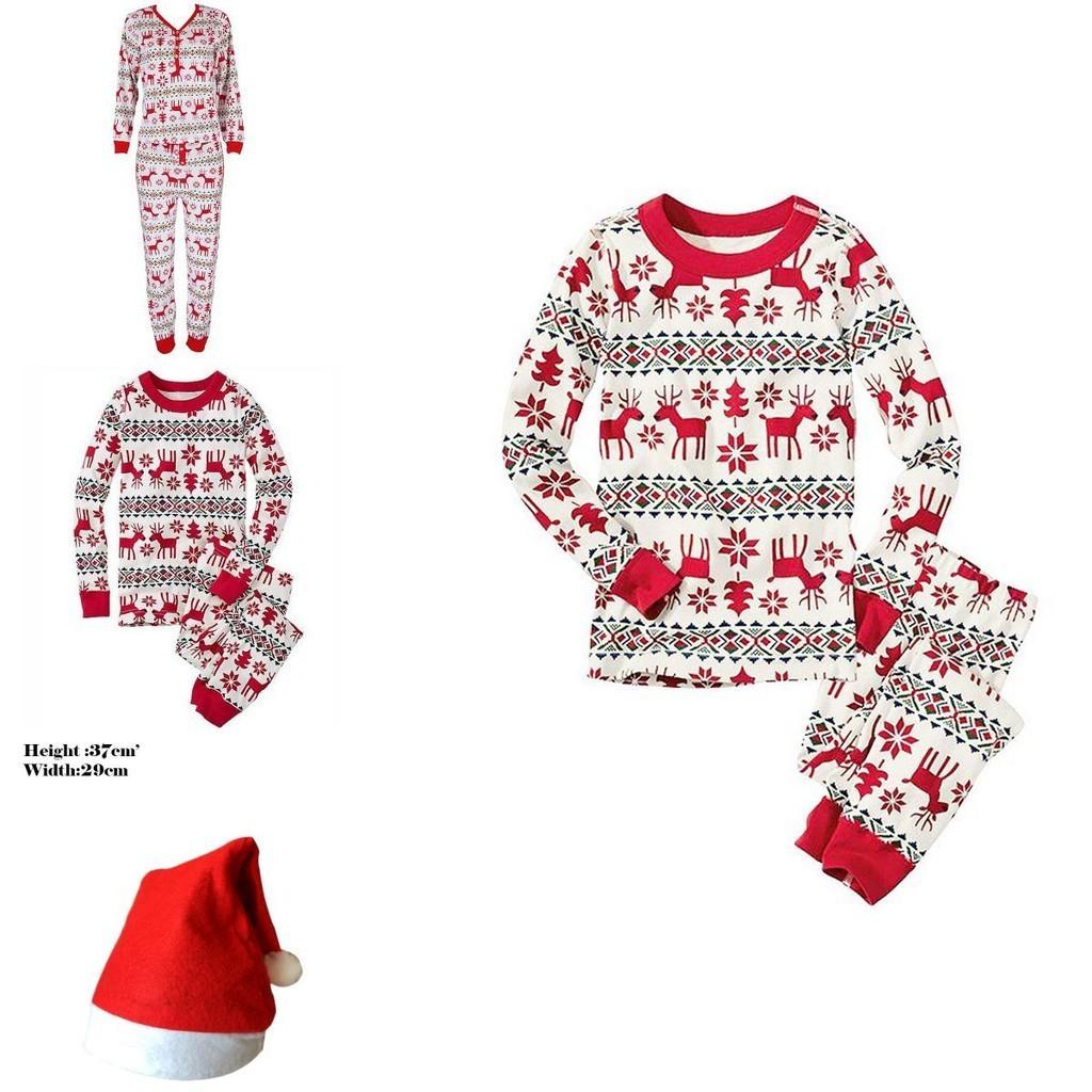 Festive Christmas Family Pajamas Set For Men Women Baby Kids Featuring Deer Print Design