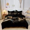 Modern Luxury Black And Golden Flower Print Bedding Set, Soft Comfortable Duvet Cover, For Bedroom, Guest Room
