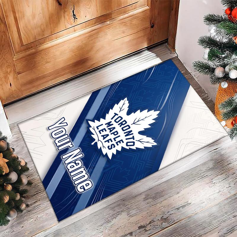 Toronto Maple Leafs Crystal Velvet Rug, Custom Name Text Personalized Non‑Slip Floor Mat for Home Decor Gift