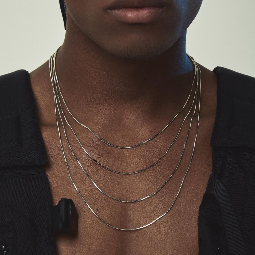 Simple Gold Square Snake Bone Chain Versatile Plain Chain Necklace Temperament Collarbone Chain Pendant Chain DIY Chain