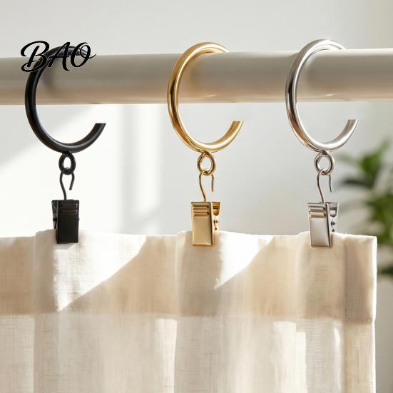 C Shaped Curtain Rings for Center Brackets 10Pcs Rings, Heavy Duty Bypass Metal Accessories Living Room Passing Drapery with Eyelets French