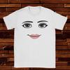 Men's Summer 100% Pure Cotton Top Robloxs Robot Novel Female Face Game Meme T-shirt Round-neck Short-sleeved Dress for Both Men