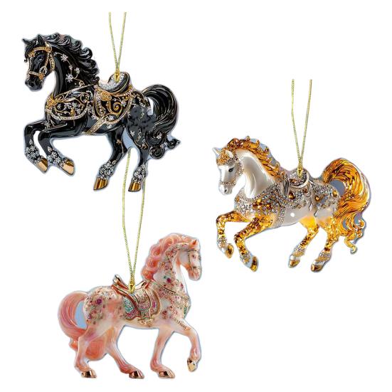 Лошадь Украшение Сверкающий Страз Лошадь Украшение на Елку 2D Акриловая Подвеска Праздничный Сувенир Подарки для Женщин Девушек Любителей Лошадей