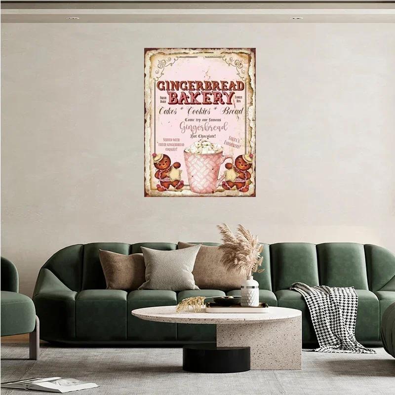 Christmas Hot Drink Metal Tin Sign Bakery Coffee Shop Bar Dessert House Vintage Wall Decor Poster Home Kitchen Decoration Plaque