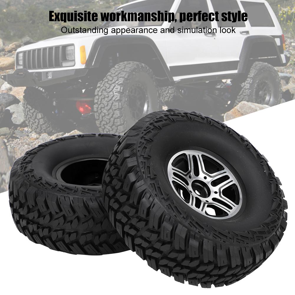 2PCS 1.9inch Aluminium Alloy Wheel Hubs Tyre Tire for 1:10 Remote Control Model RC Climbing CarBlack