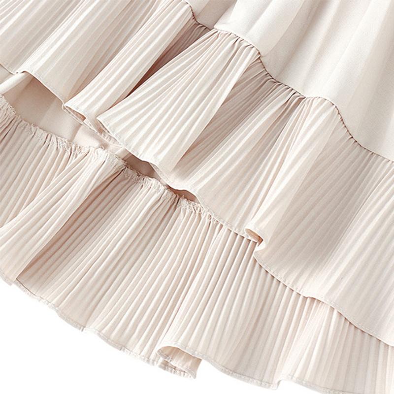 Юбка-полусолнце женская осенняя А-силуэта плиссированная юбка короткая спереди длинная сзади с воланами нерегулярная юбка-торт