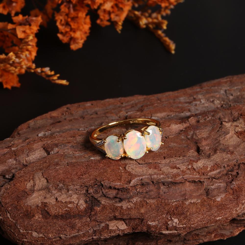 Роскошная мода, октябрьский камень, натуральный опал, серебряное кольцо 925 пробы, ювелирное украшение, подарок на женский день рождения, годовщину и банкет