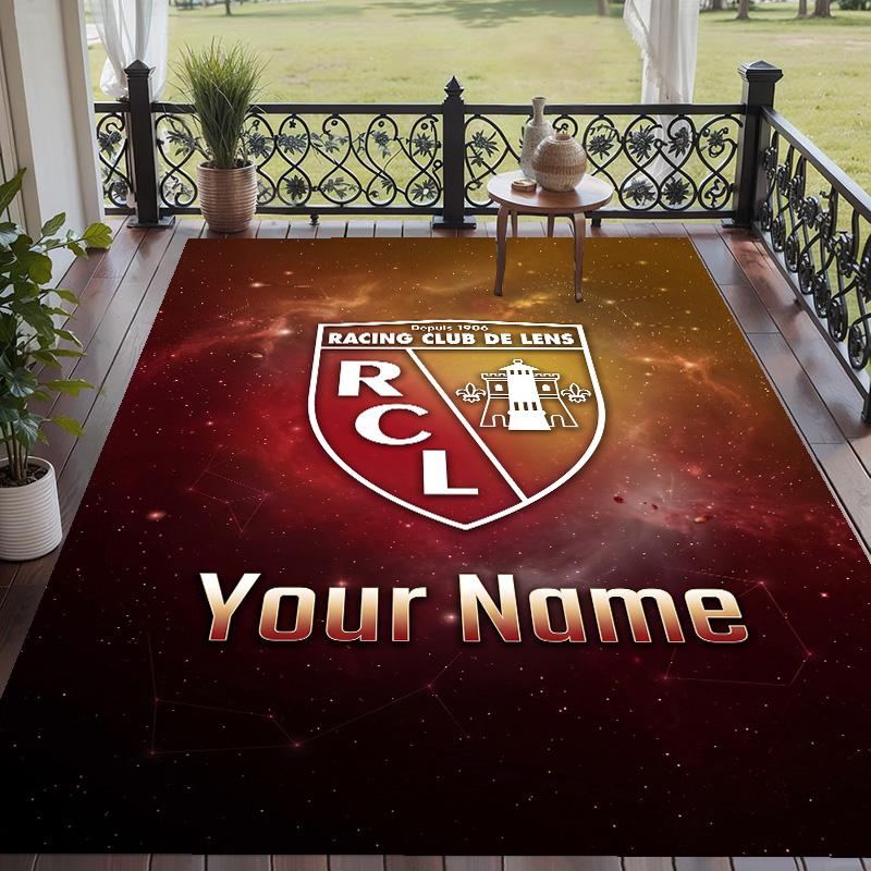 Custom Text Printed Rug racing club de lens Non Slip Floor Carpet For Home Room Decor
