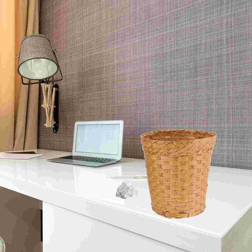 Мусорное ведро из плетеной ткани, корзина для мусора из ротанга, маленькая круглая корзина для мусора, плетеная корзина из морской травы, цветочный горшок для растений, мусорный бак для переработки