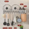 Kitchen Storage Rack Non-perforated Shelves Wall Mounted with Movable Hook Spoon Holder Organizer Kitchen Utensil Accessories