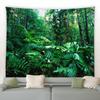 Tropical Jungle Green Leaf Landscape Tapestry Natural Mountain River Plant Tree Wall Hanging Picnic Mat Room Home Decoration