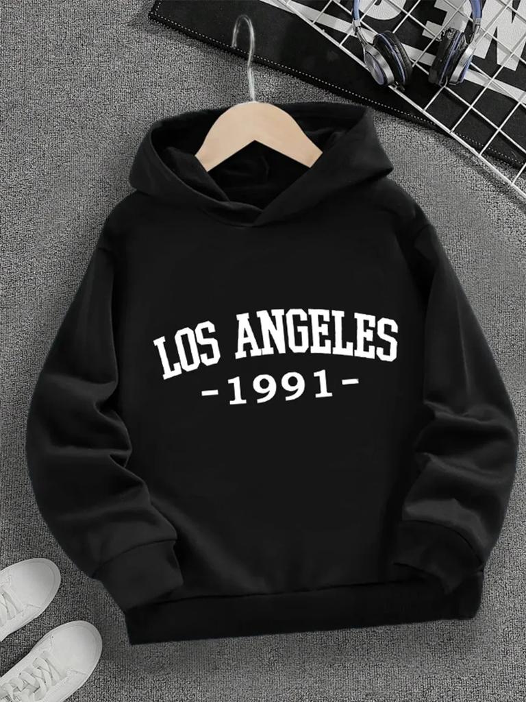 Kids' Sweatshirt with Printed Los Angeles 1991 Letters Capuche Confortable Décontracté Perfect for All Seasons