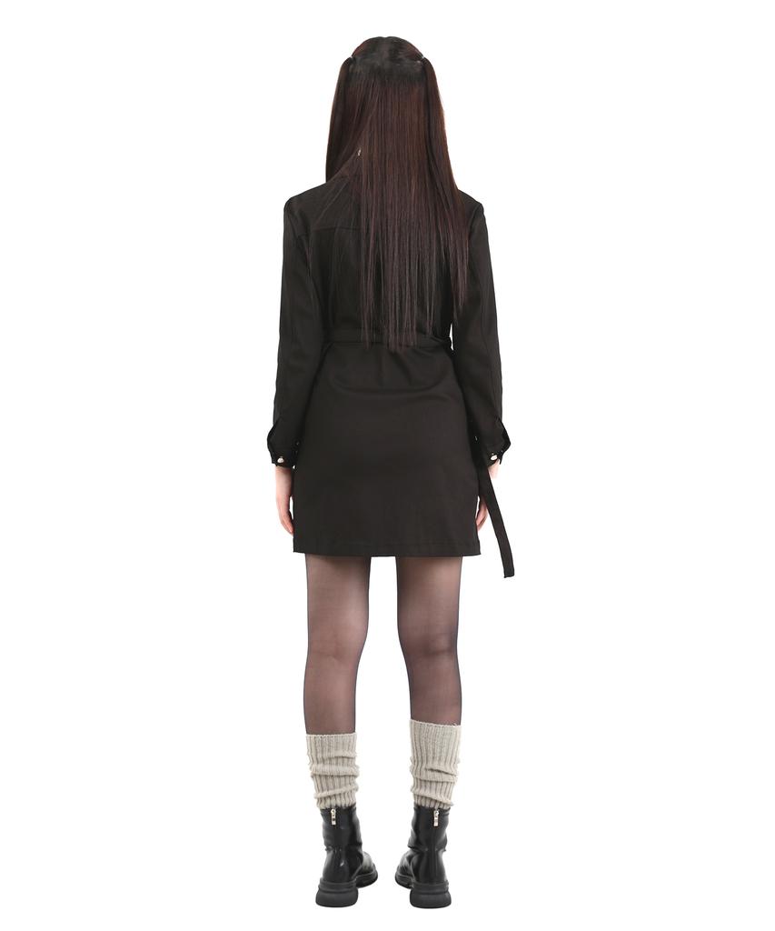 Catharsis Daily Cation Denim Mini Dress Brown Black S M