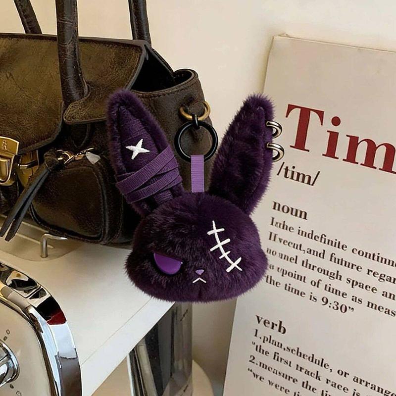 Dark Rabbit Keychain Gothic Style Bunny Keyring Backpack Pendant Charms Cartoon Hanging Keyring Birthday Party Gift