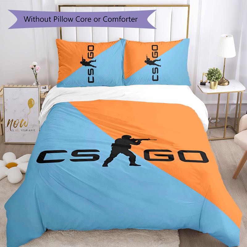 CSGO 3pcs Bedding Set Duvet Cover Closure Includes 1 Duvet Cover & 2 Pillowcases for All Seasons Bedroom Home Dorm Decor