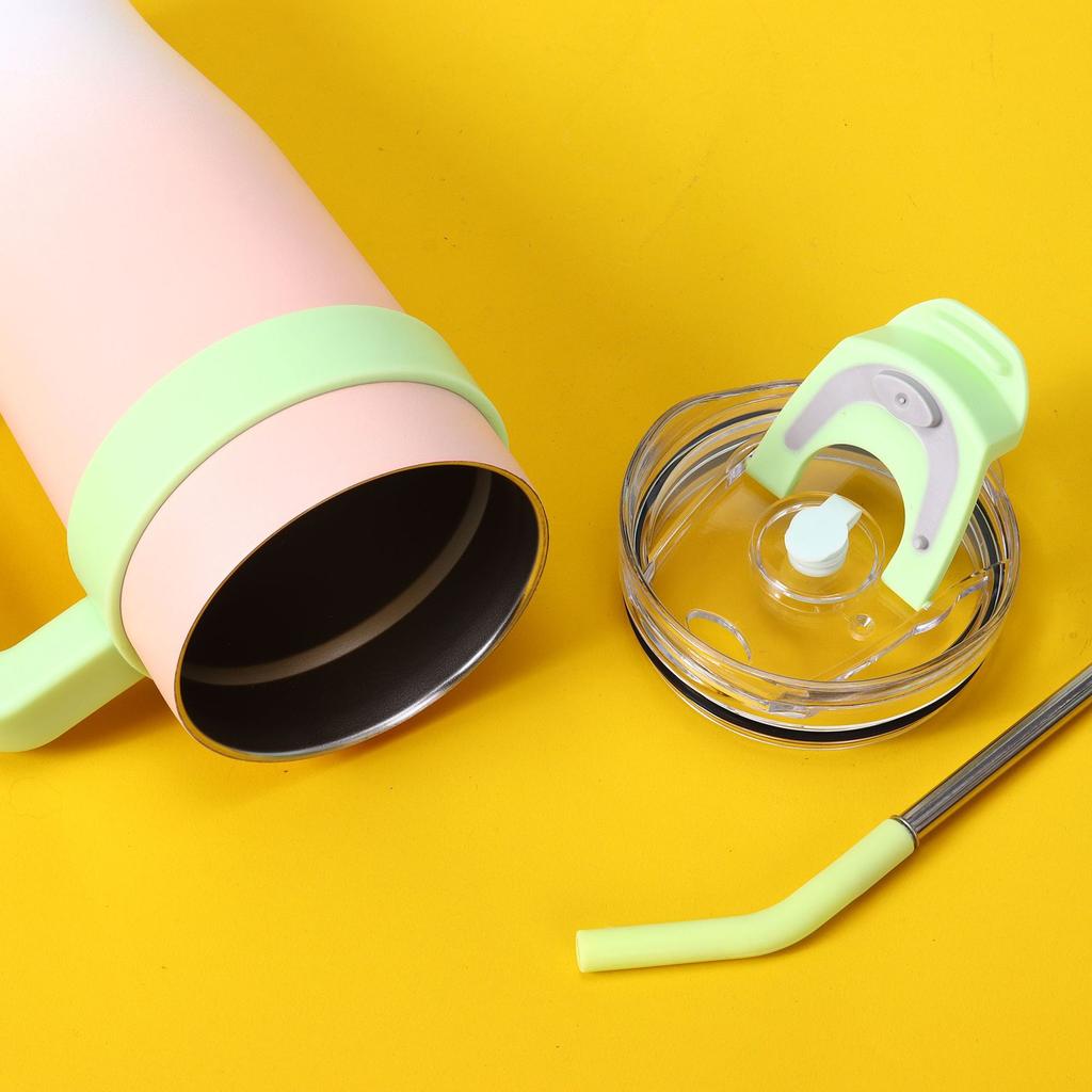 Explosion gradual change color vacuum giant thermos cup outdoor portable car straw car cup handle ice
