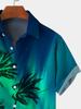 Coconut Tree Gradient Art Print Men's Button Short Sleeve Hawaiian Shirt