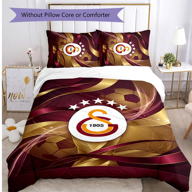 Galatasaray FC Printed 3PCS Bedding Set Breathable Duvet Cover with Pillowcases Decorative Bed Linen for Bedroom Home