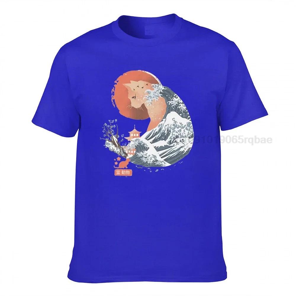 Hokusai Spirit Animal Cat New Tshirt Japanese Wave Cat Sakura Sunset Beach Funny T Shirt Unisex 3d Print Kawajima Vaporwave