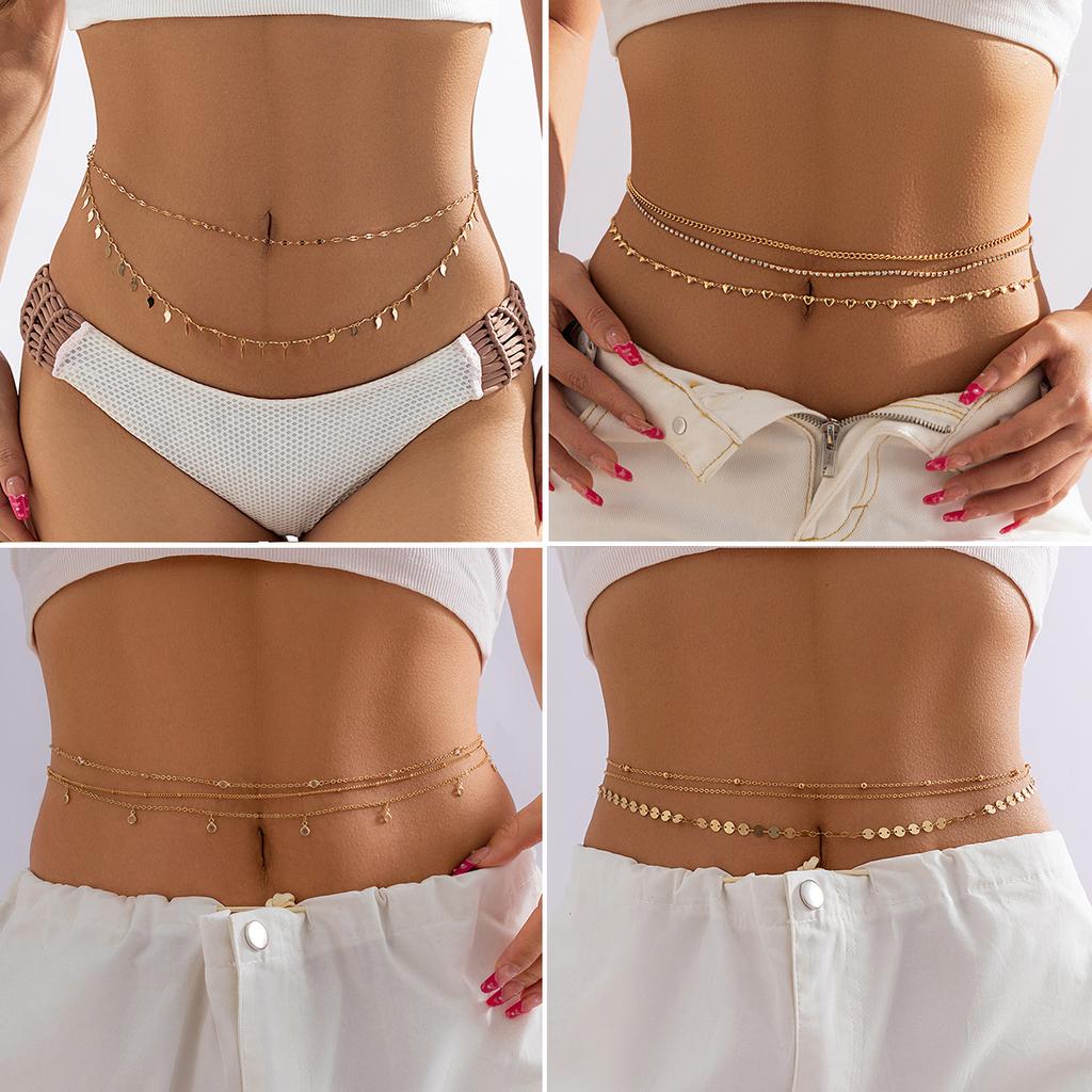 Модная металлическая цепочка для тела с наслоениями из пайеток, Цепочка на талию с подвесками в виде когтей и бахромой из страз