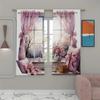 2 шт., полупрозрачные шторы с акварельным цветочным принтом, многосценные стержни, карманный декор, шторы для гостиной, спальни, домашний декор