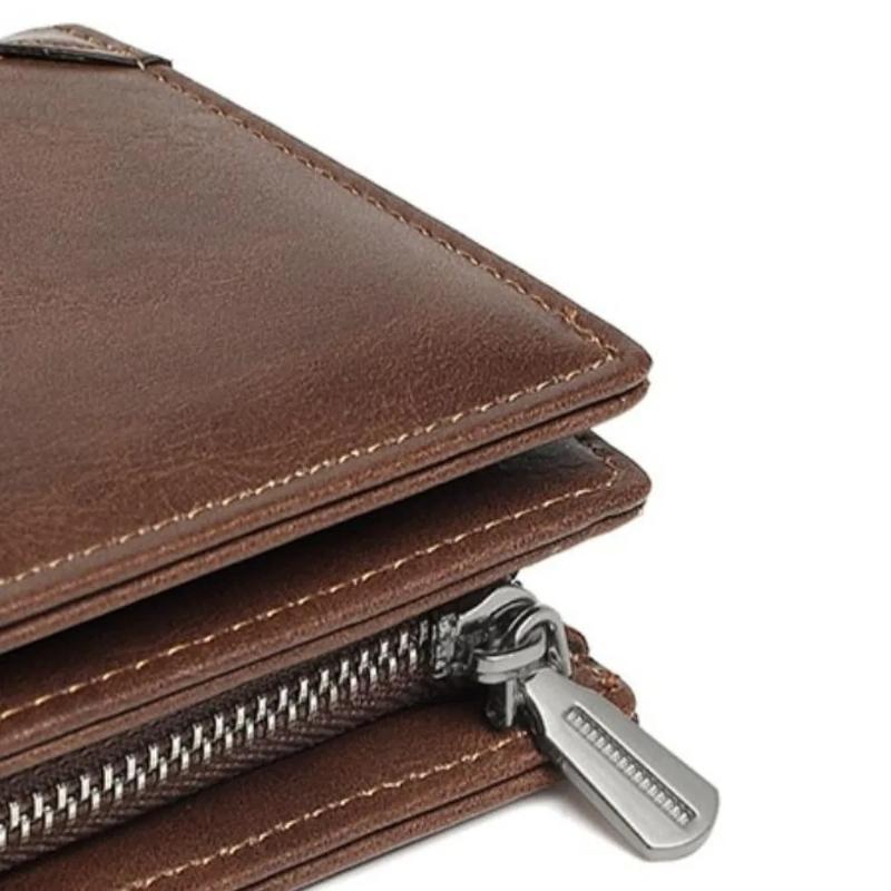 Высококачественные кожаные мужские кошельки Простые короткие зажимы для денег ID Кредитная карта Карман на молнии Клатч Хранение Многофункциональный держатель для карт Мужской Женский