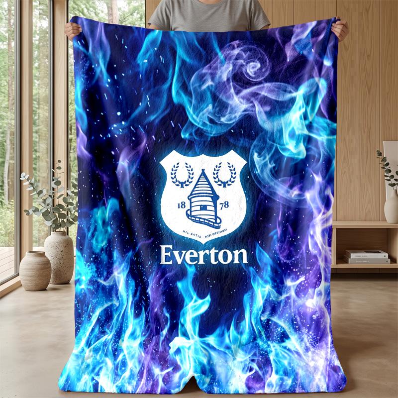 Everton Football Print Flannel Blanket, Soft Warm Lightweight Throw Blanket for Sofa Bed Camping