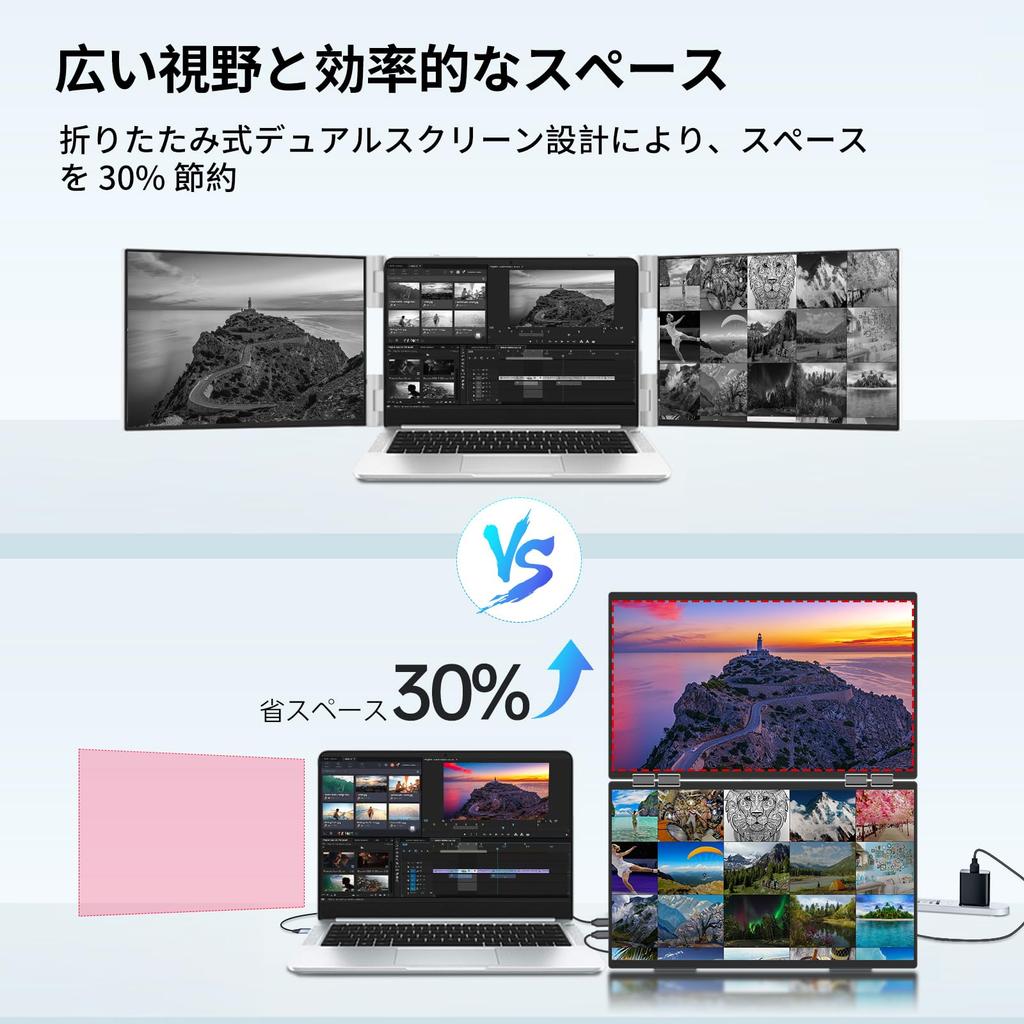 InnoView Двойной мобильный монитор дюйм Не требует драйверов Мобильный монитор 2 экрана sRGB 100 Гц Тройной монитор Складной Двойной дисплей Мобильный дисплей Портативный