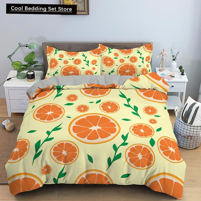 Пододеяльник с фруктовым малиновым принтом King Queen Double Size 3D Grapefruit Blueberry Мягкий комплект постельного белья 2/3 шт. Полиэстеровый пододеяльник