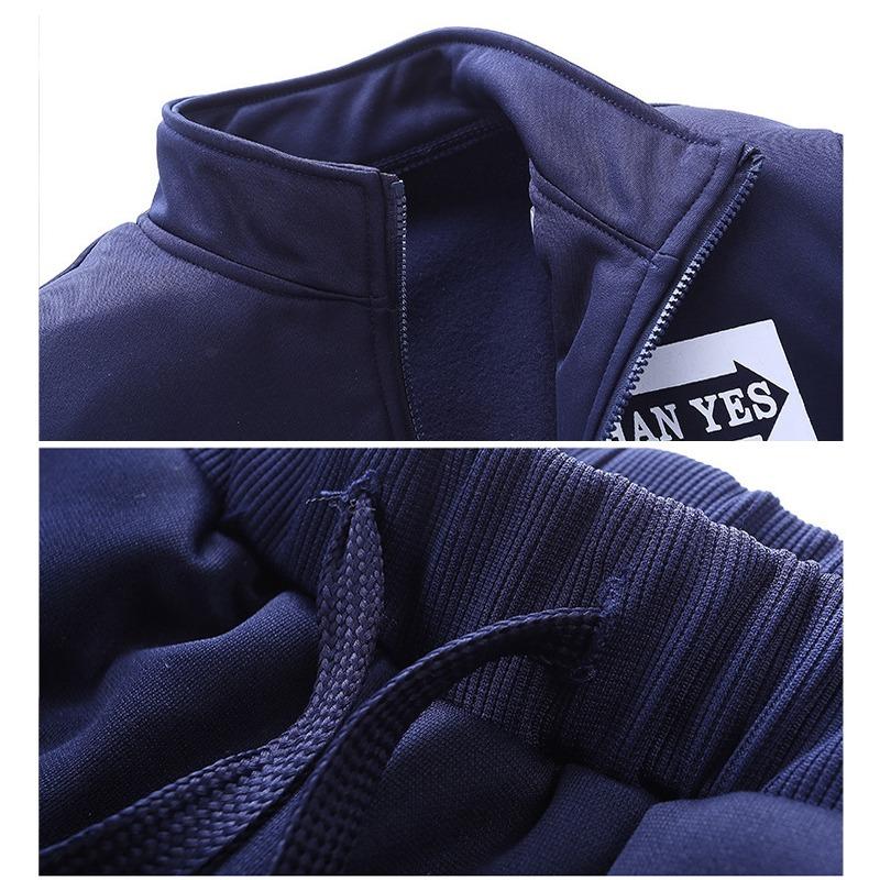 Мужской спортивный костюм с капюшоном на молнии, обычная флисовая ребристая толстовка для джоггеров из смеси хлопка
