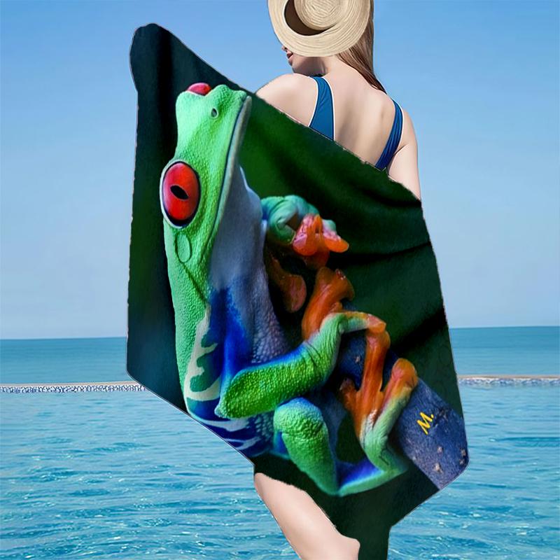 Frogs Singing Under Moonlight Beach Towel, Super Soft Microfiber, Gift for Her/Him, Birthday, for Pool, Beach, Travel, Home Decor Fan gifts